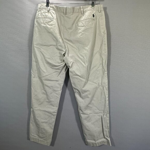 Polo Ralph Lauren Pants Mens 38 Preston Chino Beige Cotton Straight Leg Pockets - Picture 5 of 11